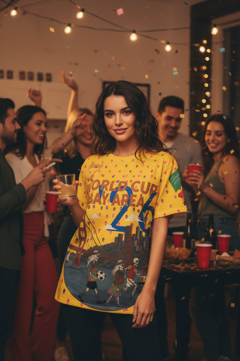 Yellow World Cup 26 graphic T-shirt with crew neck and short sleeves