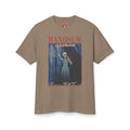 Brown crew-neck tee with front skeleton holding scythe graphic and HANDSUM logo