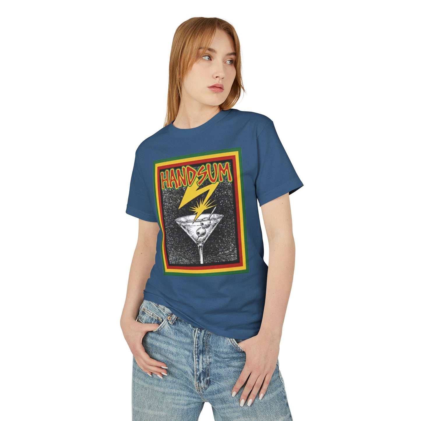 Handsum Brains Graphic Tee — Vintage Cocktail Lightning Design