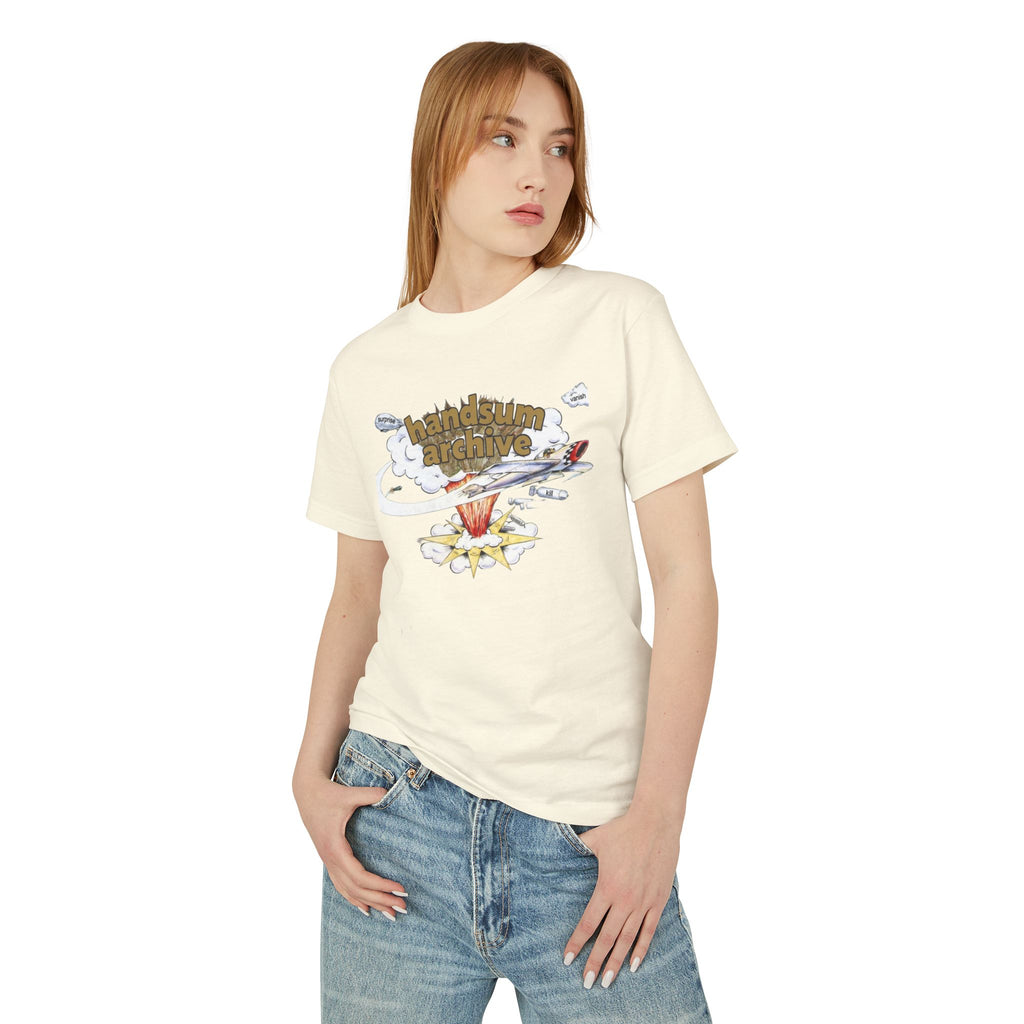 Cream graphic concert T-shirt with cloud handsum archive print on chest