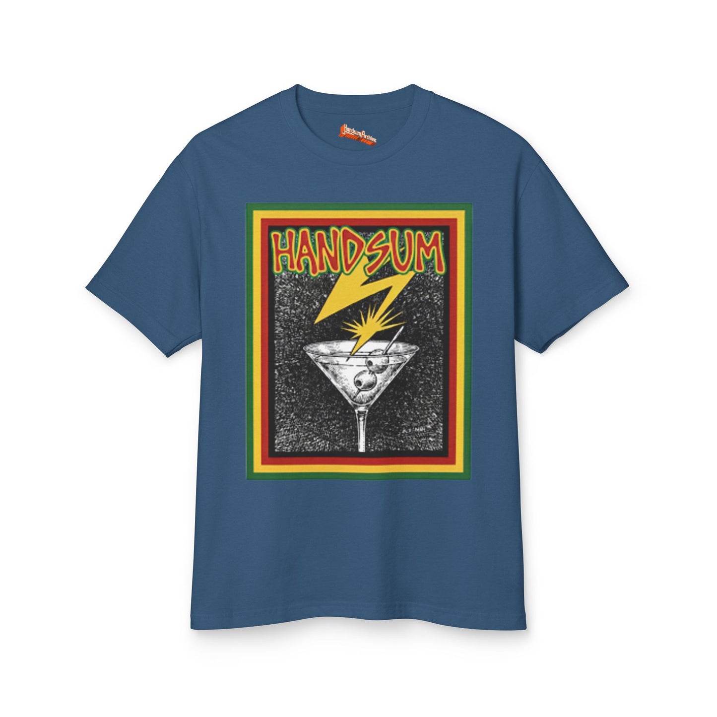 Handsum Brains Graphic Tee — Vintage Cocktail Lightning Design