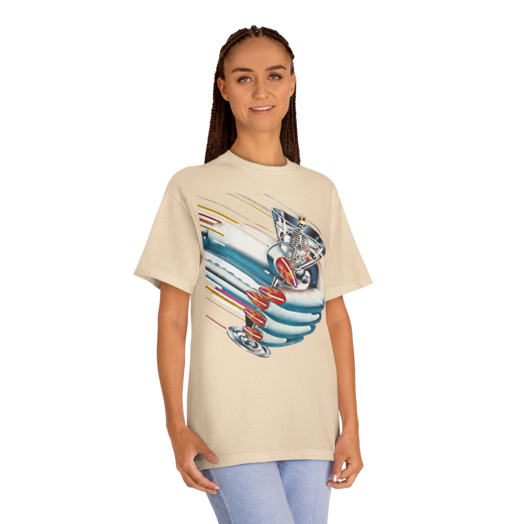 Light cream graphic T-shirt with short sleeves and crew neck