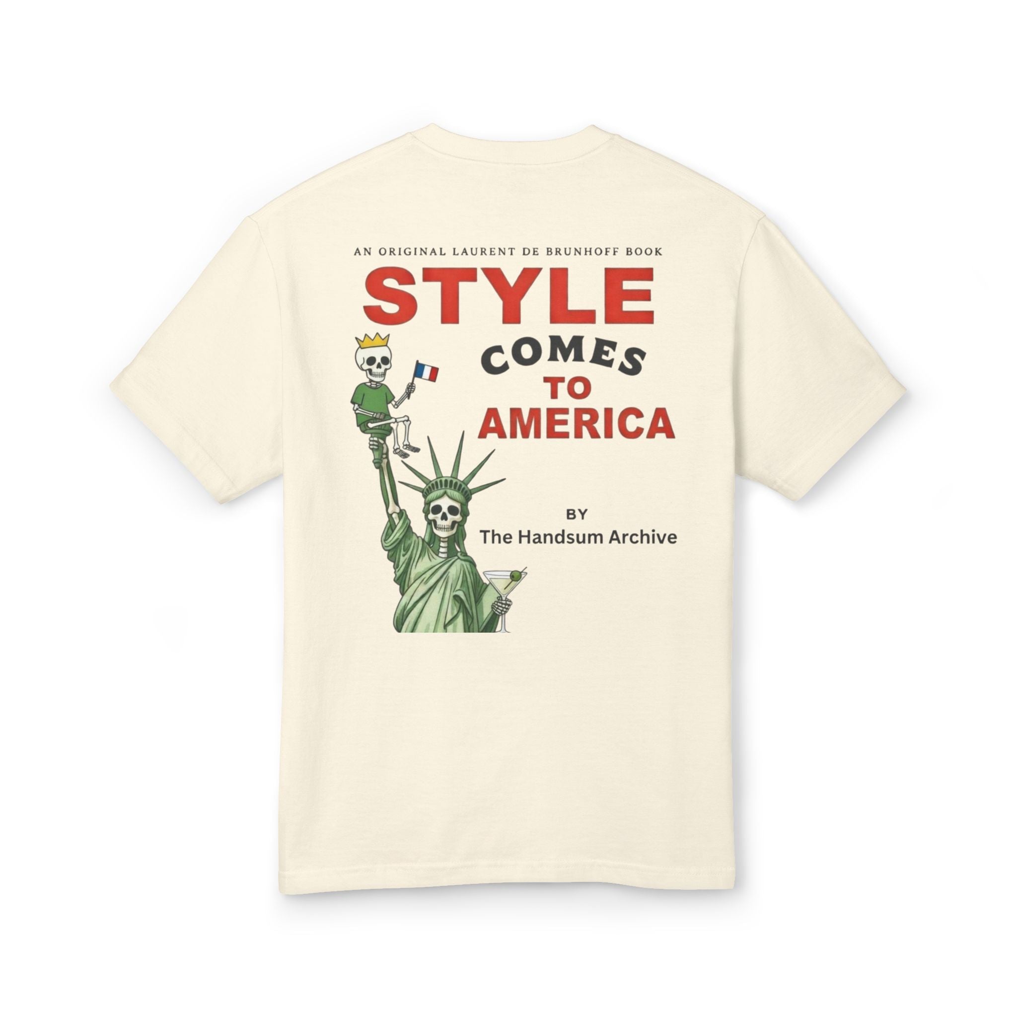 Cream Liberty Style tee with centered back graphic print and crew neck