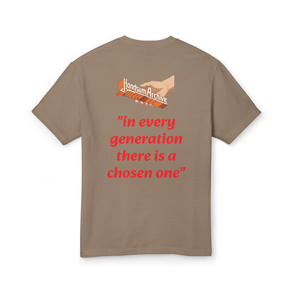 Brown Slayer Generational tee with back logo and red “in every generation” quote.