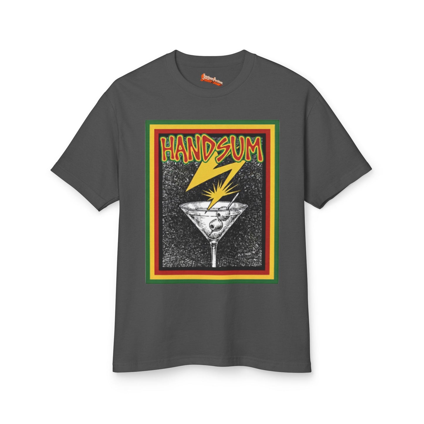 Handsum Brains Graphic Tee — Vintage Cocktail Lightning Design