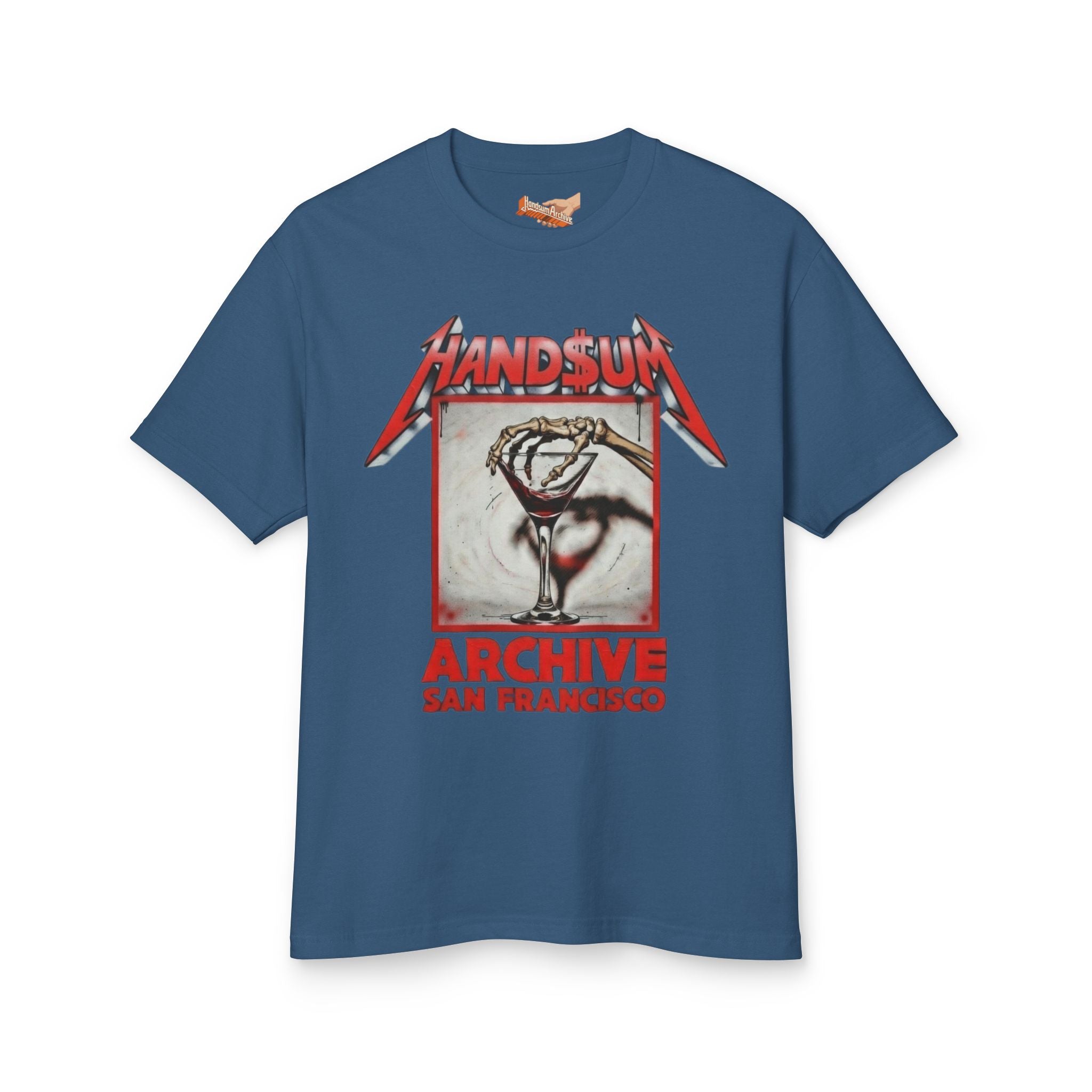 Blue Nothing Tee T-shirt with front graphic and red “Archive San Francisco” text