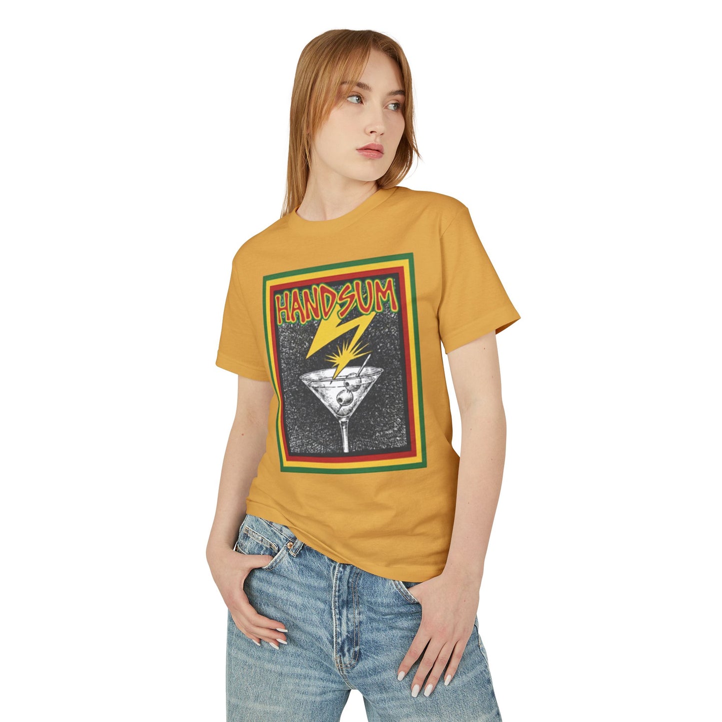 Handsum Brains Graphic Tee — Vintage Cocktail Lightning Design