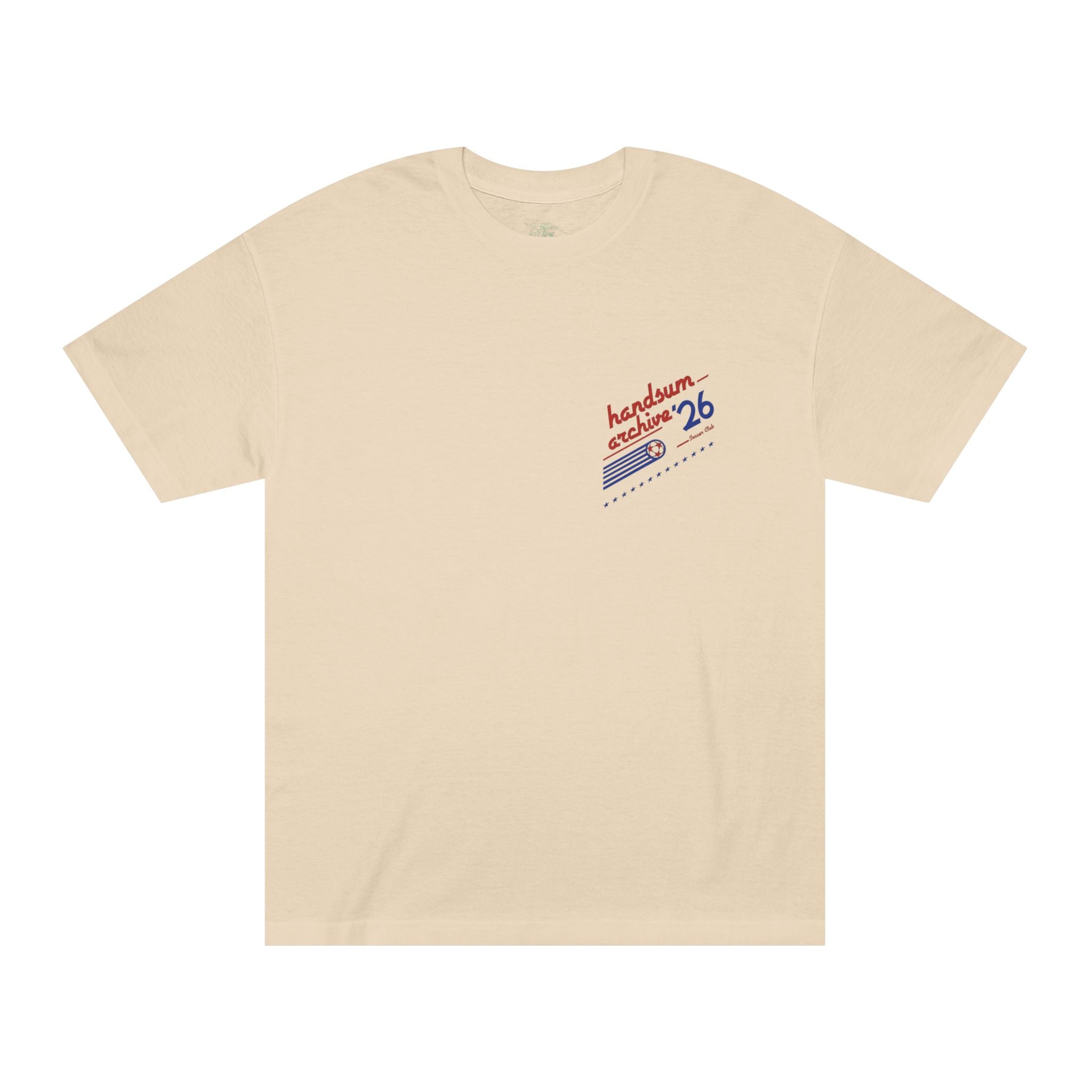 Sand short-sleeve tee with small chest graphic logo
