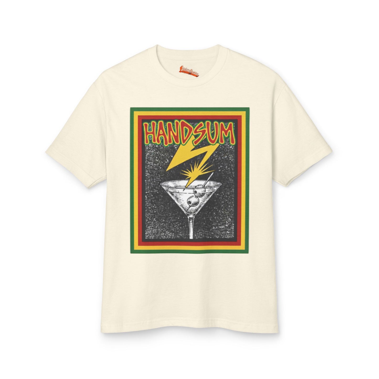 Handsum Brains Graphic Tee — Vintage Cocktail Lightning Design