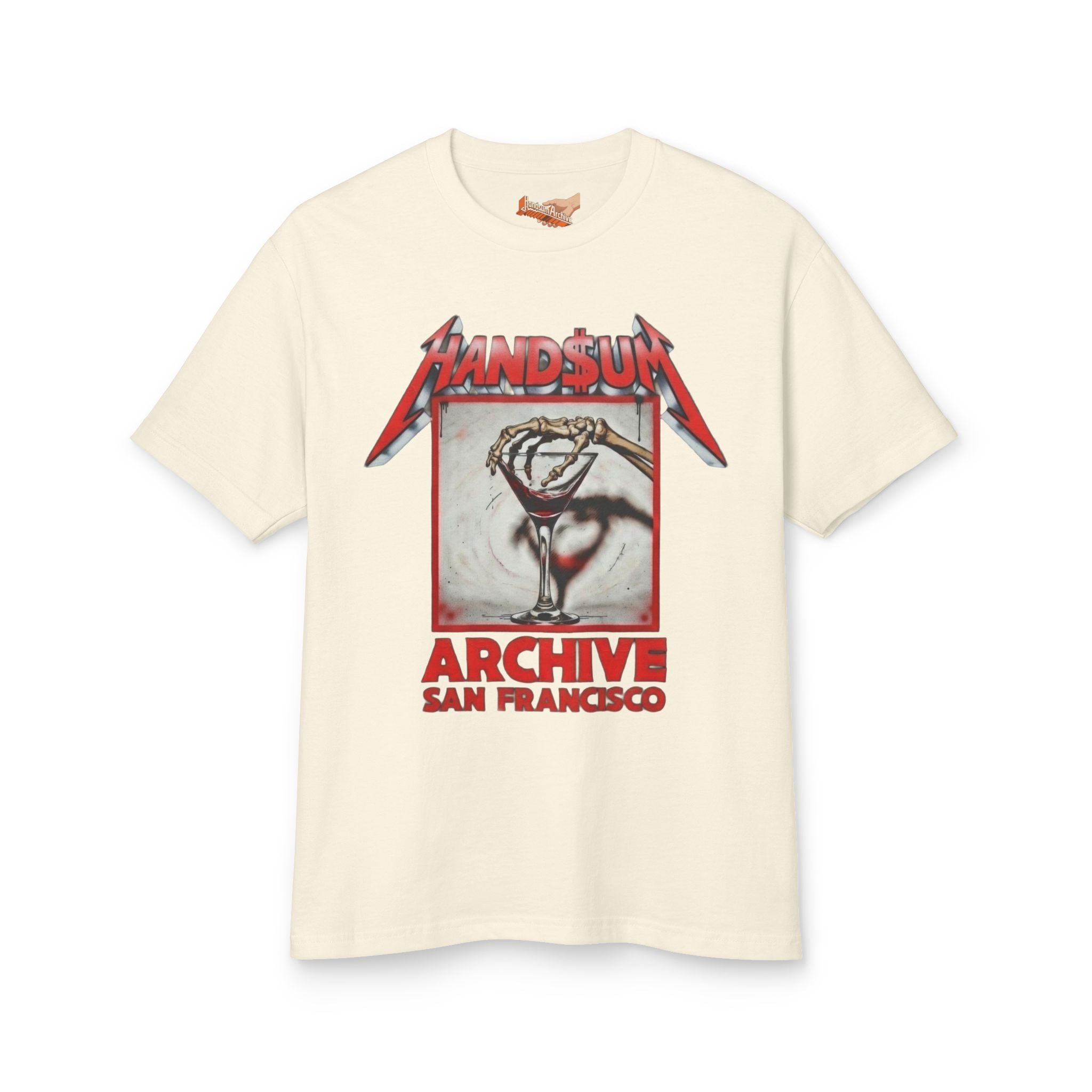 Cream Nothing Tee T-shirt, short-sleeve front graphic with red border