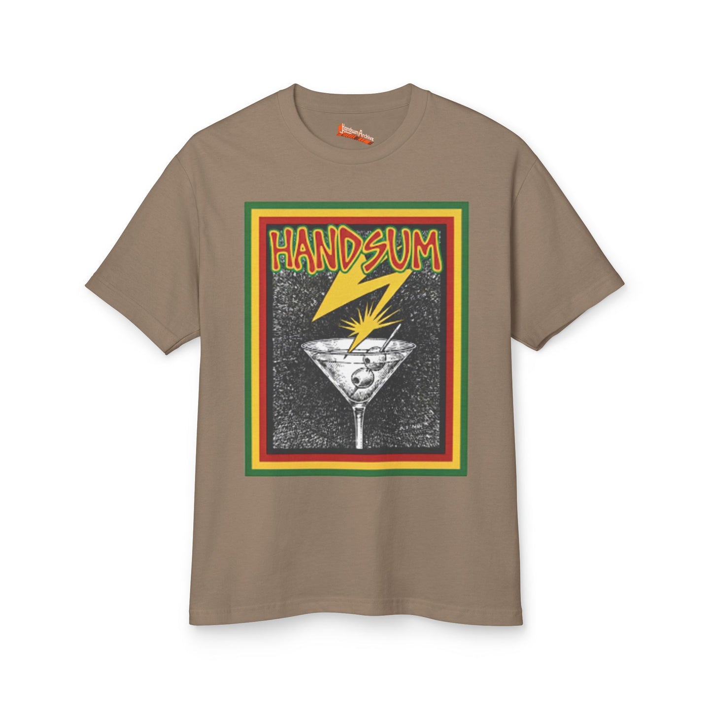 Handsum Brains Graphic Tee — Vintage Cocktail Lightning Design