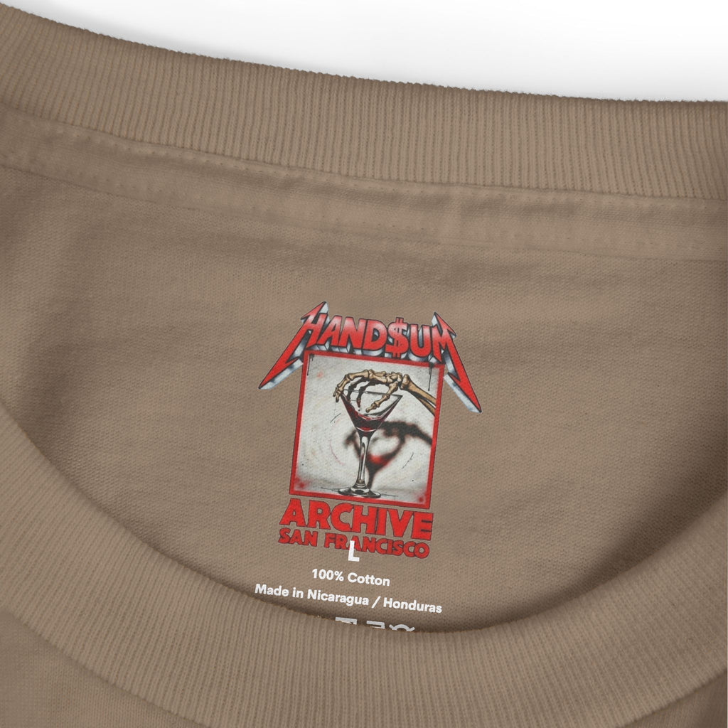 Brown crewneck T-shirt with small chest graphic