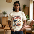 Cream crewneck T-shirt with front graphic print featuring two skulls and the text “Up in Style”.