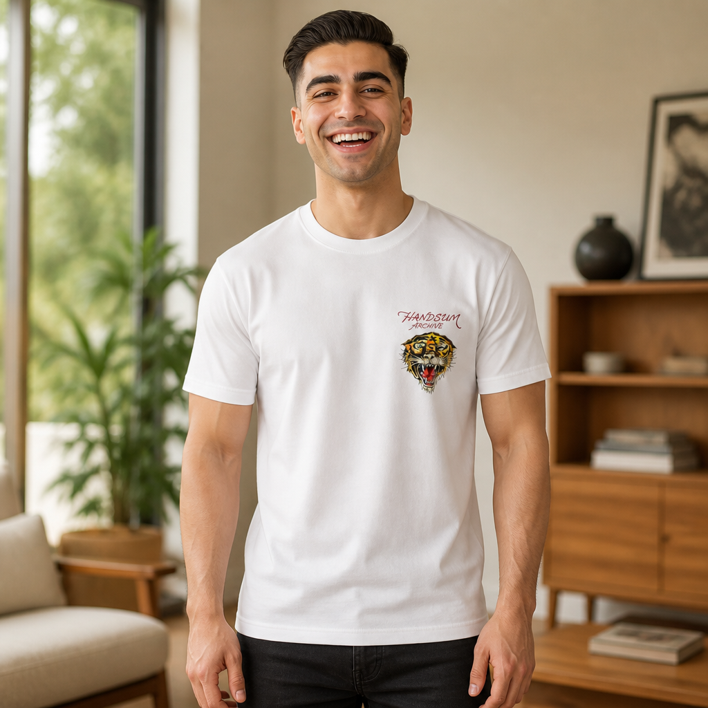 Salty Tiger Tee — “The Handsum Archive” Retro Logo T-Shirt