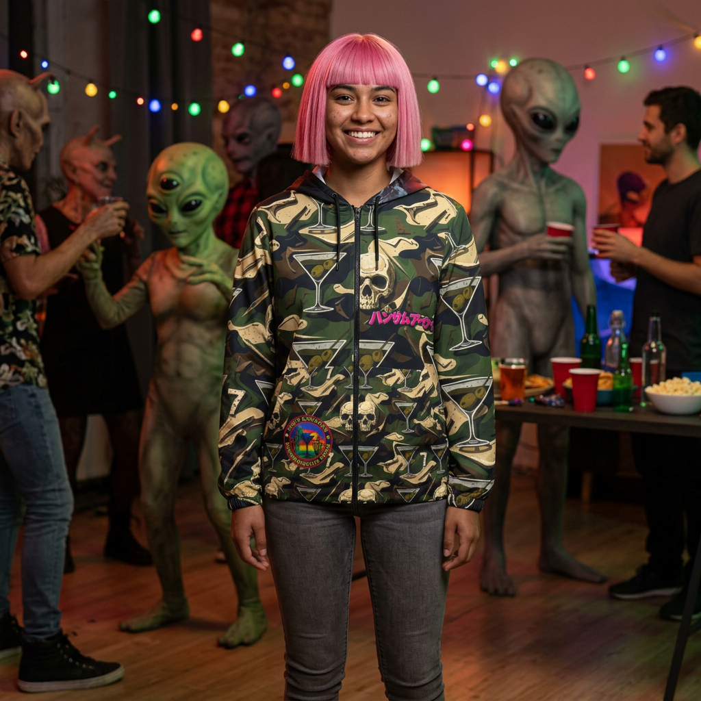 Handsum Camo Martini Windbreaker Jacket — The Handsum Archive Graphic