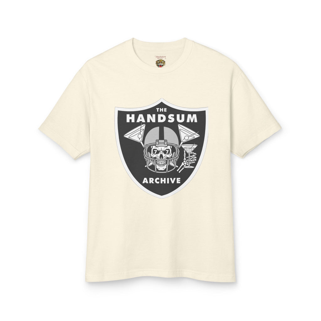 Faded cream T-shirt with large centered "THE HANDSUM ARCHIVE" graphic