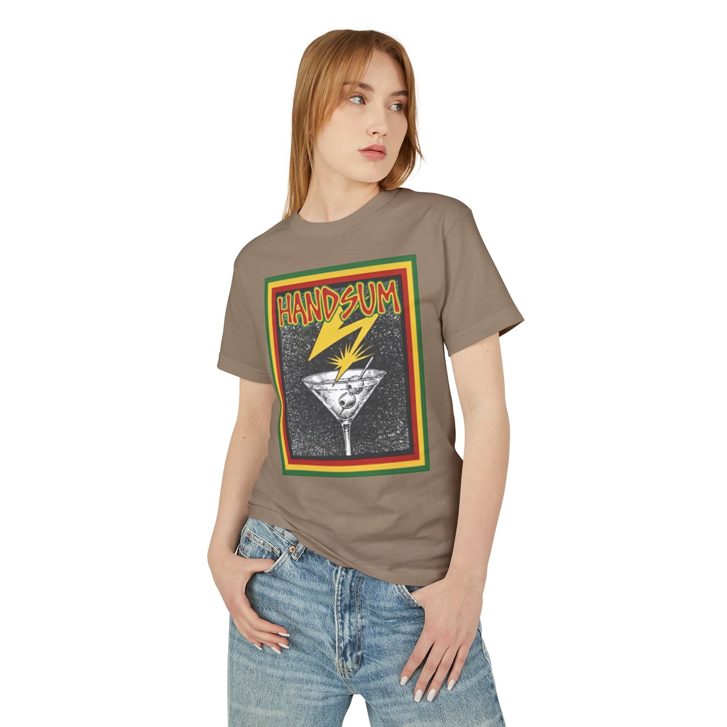 Handsum Brains Graphic Tee — Vintage Cocktail Lightning Design