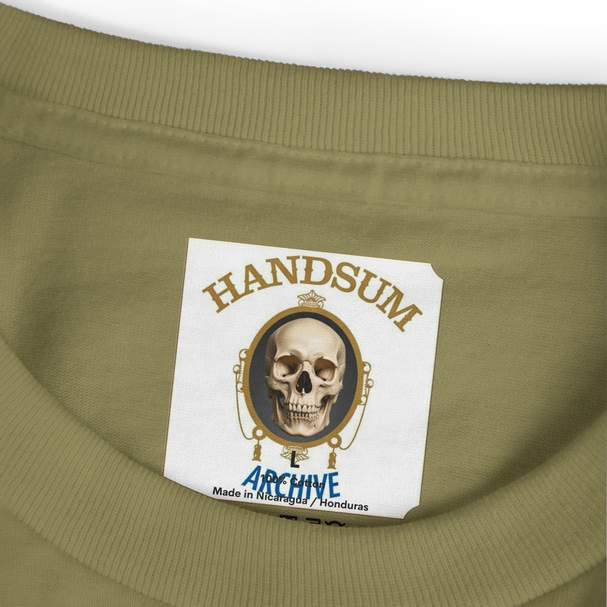 Faded army crewneck tee with skull logo patch graphic