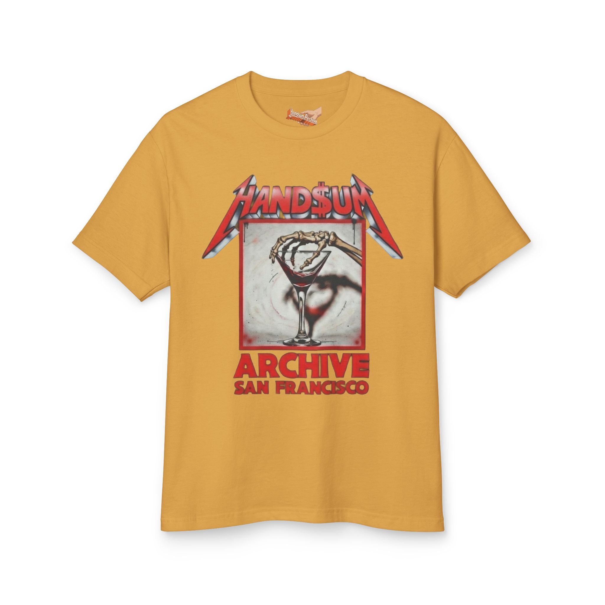 Mustard Nothing Tee T-shirt with front graphic and red “Archive San Francisco” text