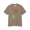 Faded brown Statue of Style crew-neck tee with front graphic illustration