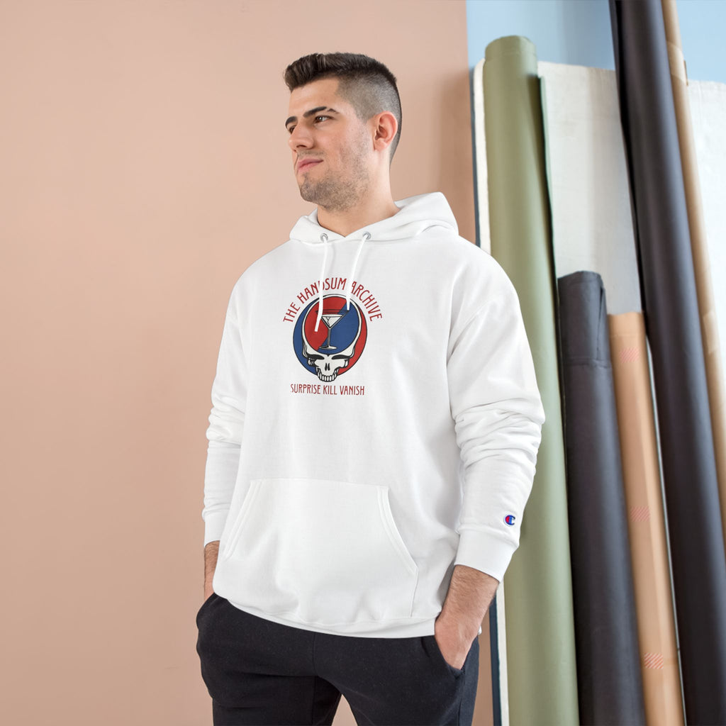 Handsum Dead Champion Hoodie — Retro 'HA' Logo & Japanese Polo-77 Graphic Hoodie