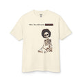 Warning Tee faded cream T-shirt with front skeleton graphic and 'the handsum archive' logo