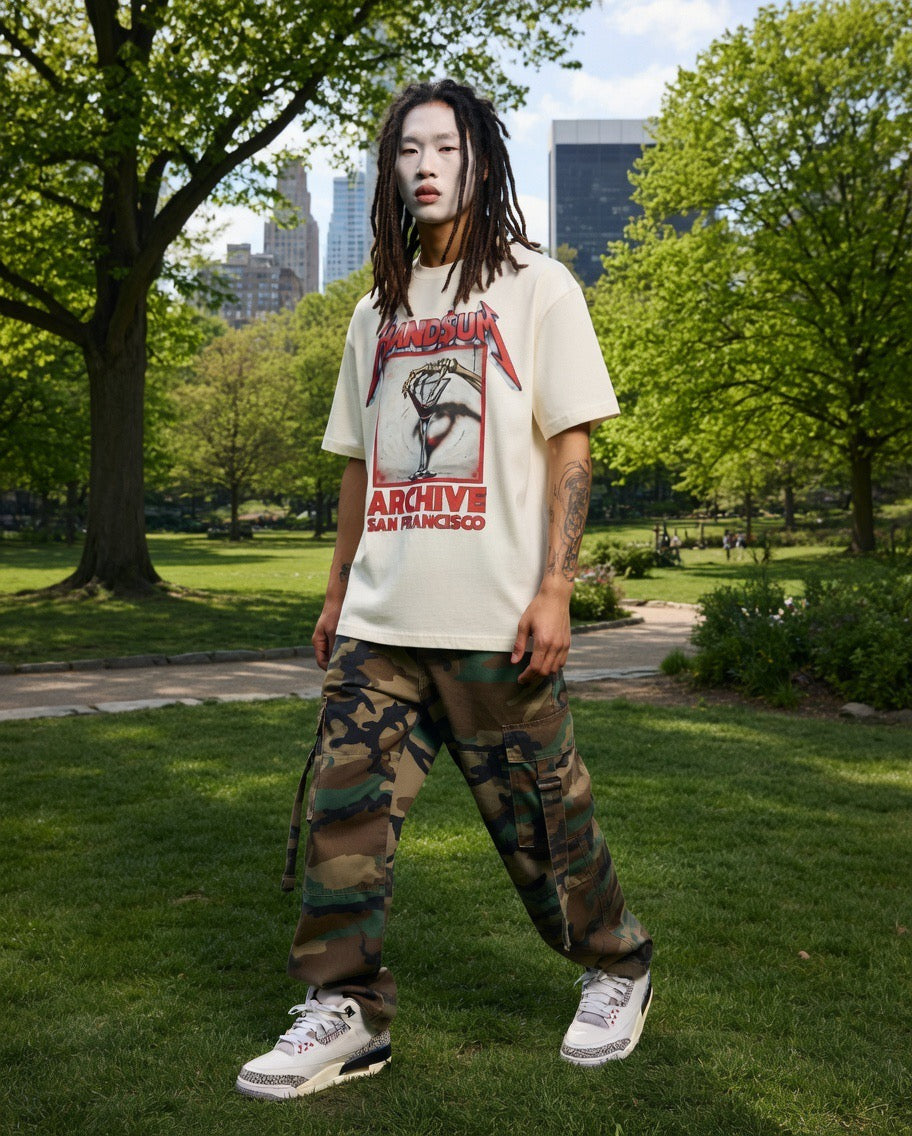 Cream Nothing Tee T-shirt with front graphic print