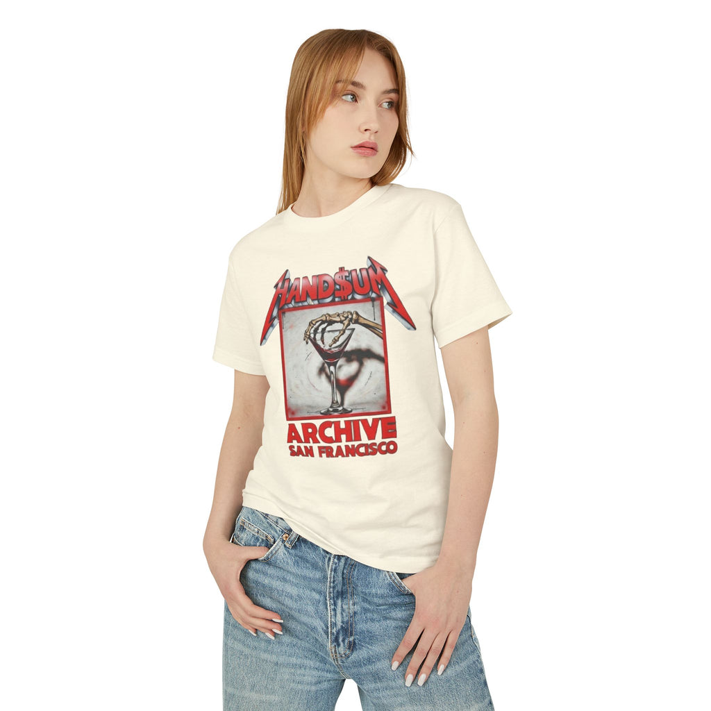 Cotton T-shirt, off-white, front graphic print with red and blue 'Archive' design
