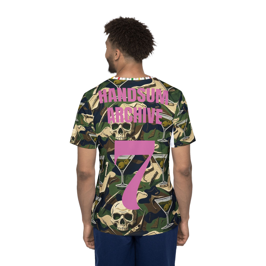 Camo Skull & Martini Jersey — Handsum Archive Number 7 Sports Tee