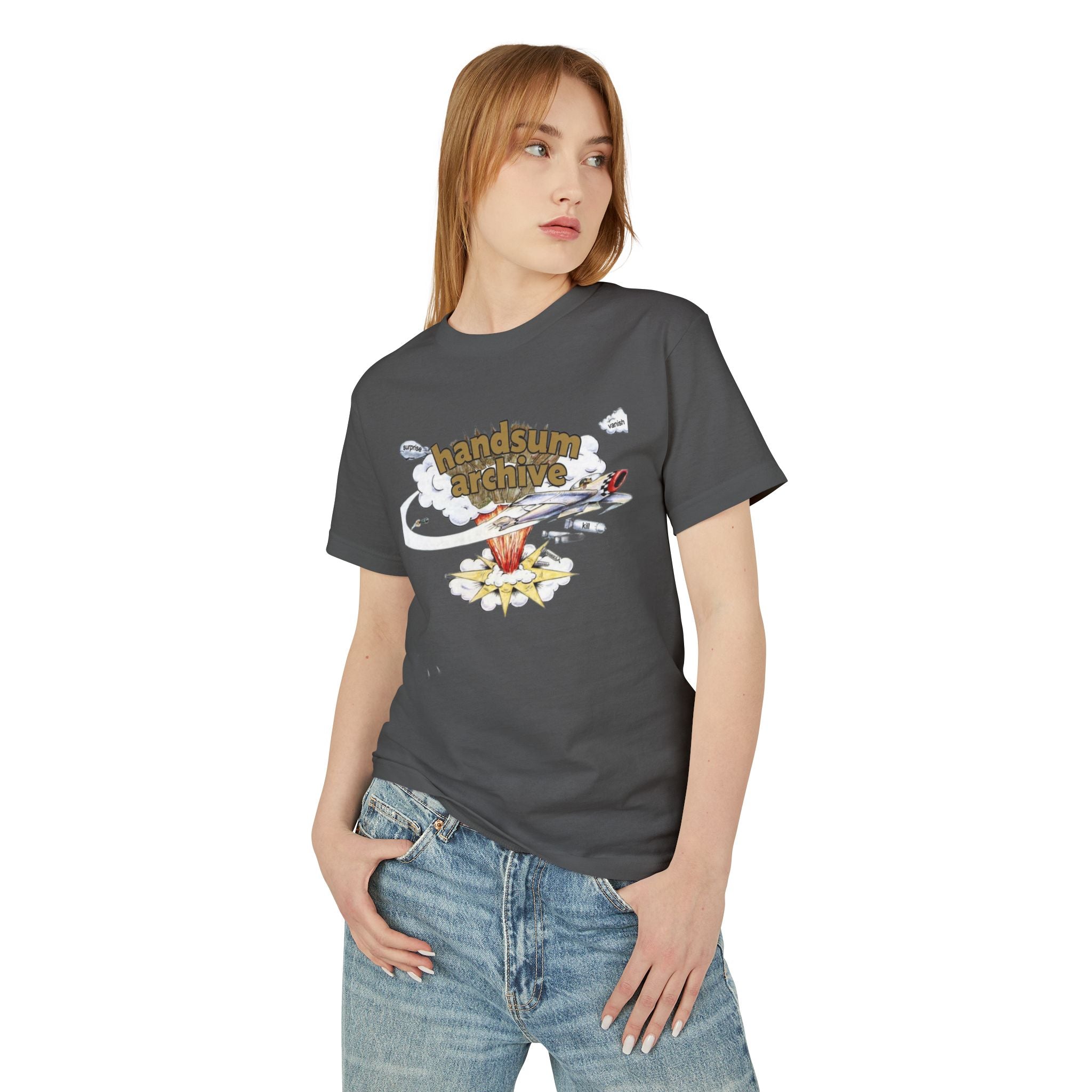 Green Day concert tee, dark gray T-shirt with HANDSUM archive front illustration