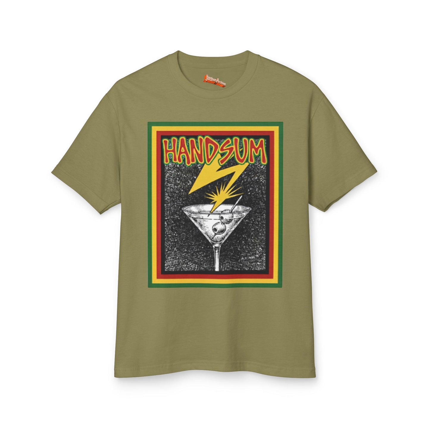 Handsum Brains Graphic Tee — Vintage Cocktail Lightning Design