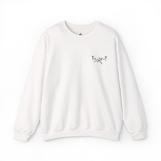 Minimal Dot Skull Crewneck Sweatshirt | Small Chest Graphic, White