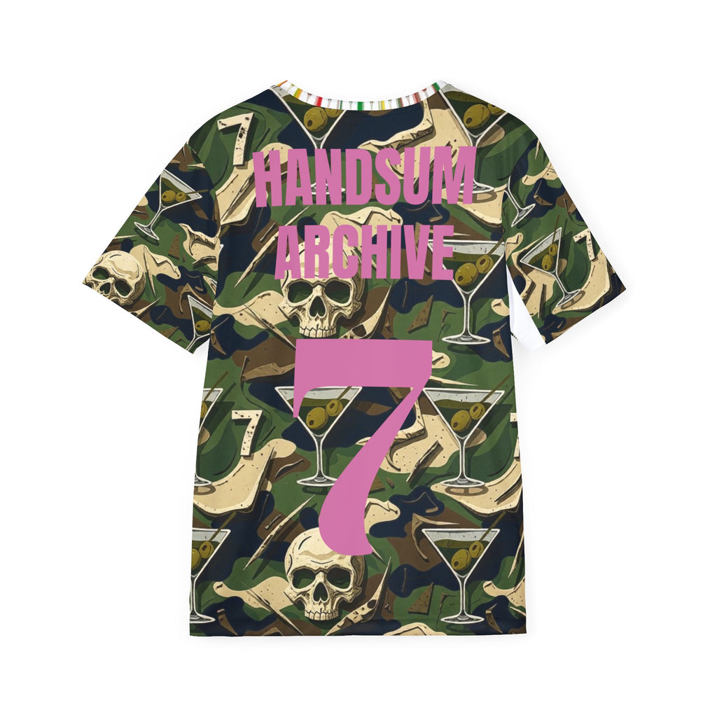 Camo Skull & Martini Jersey — Handsum Archive Number 7 Sports Tee
