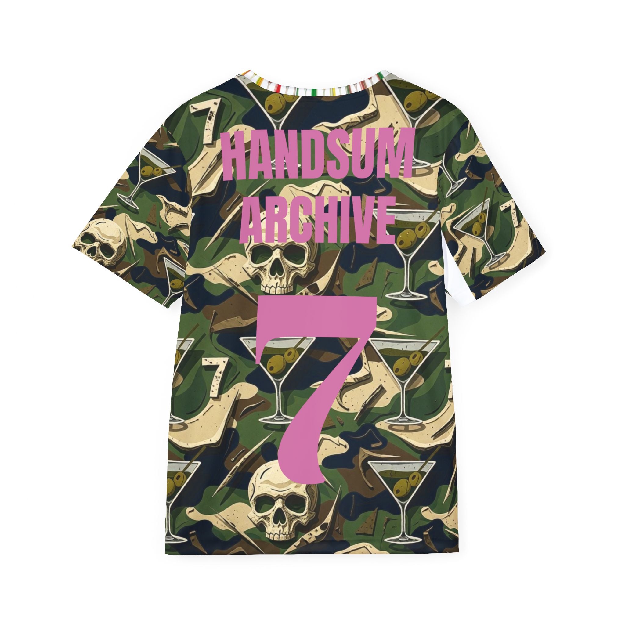 Camo Skull & Martini Jersey — Handsum Archive Number 7 Sports Tee