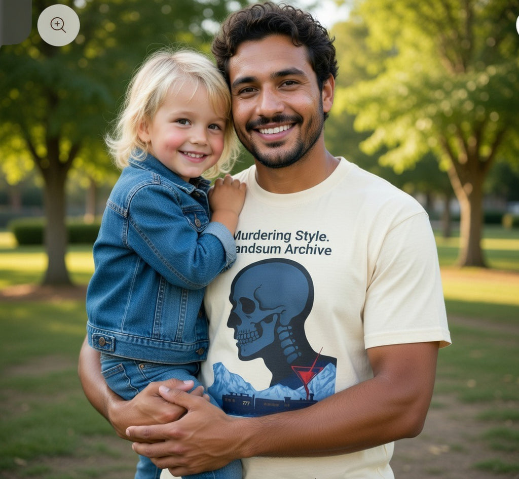 Murder Tee T-shirt, faded cream, front skull graphic and “Murdering Style” text