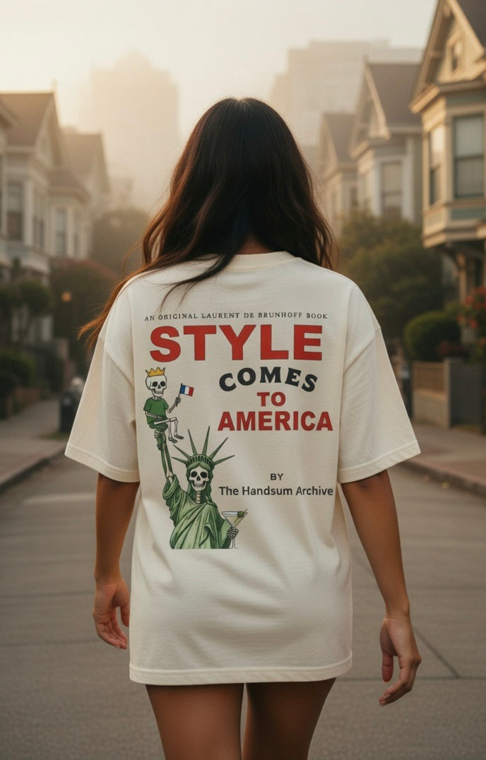 Off-white Liberty Style tee with back graphic print and crew neck