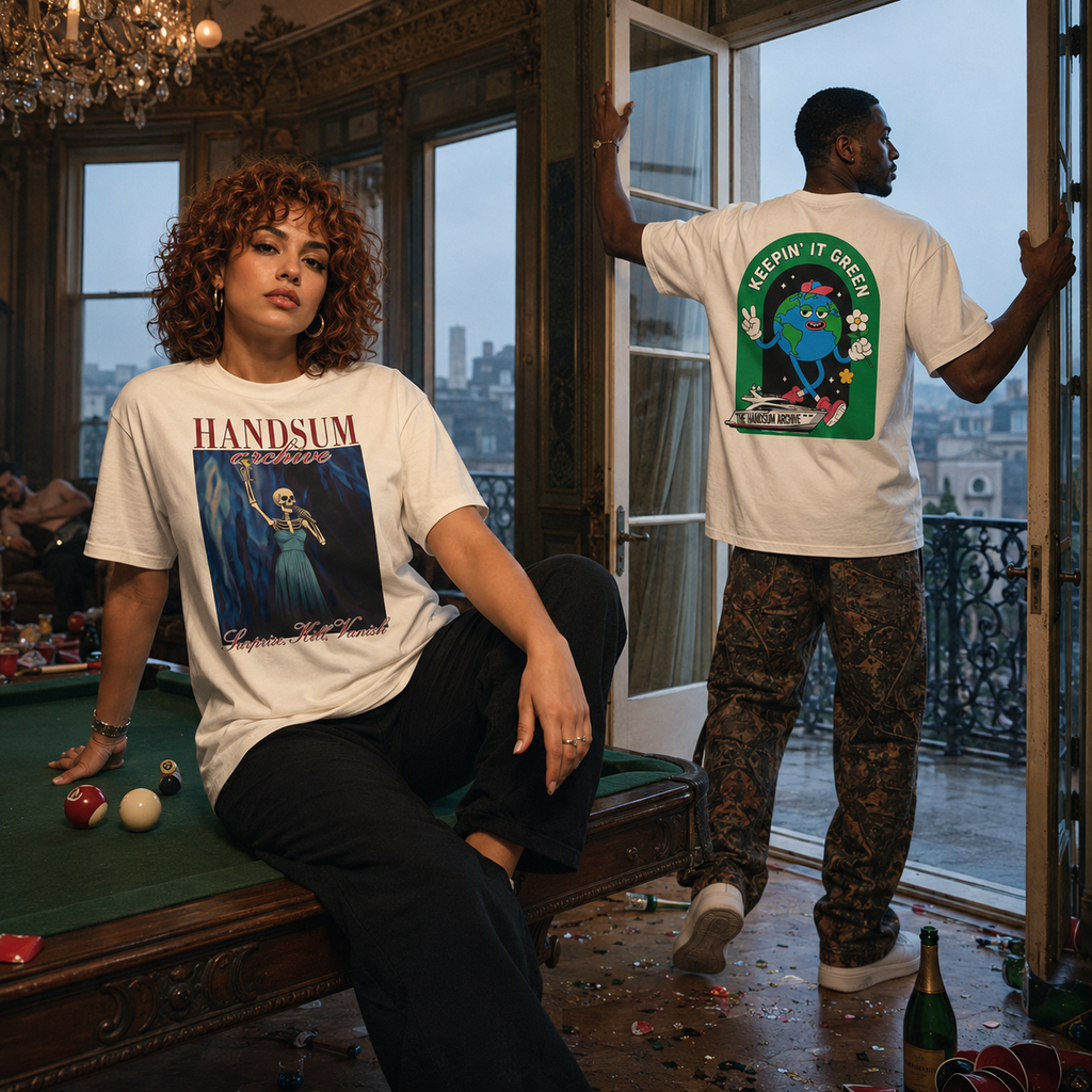 Handsum Diva T-shirt, off-white short-sleeve with large front graphic