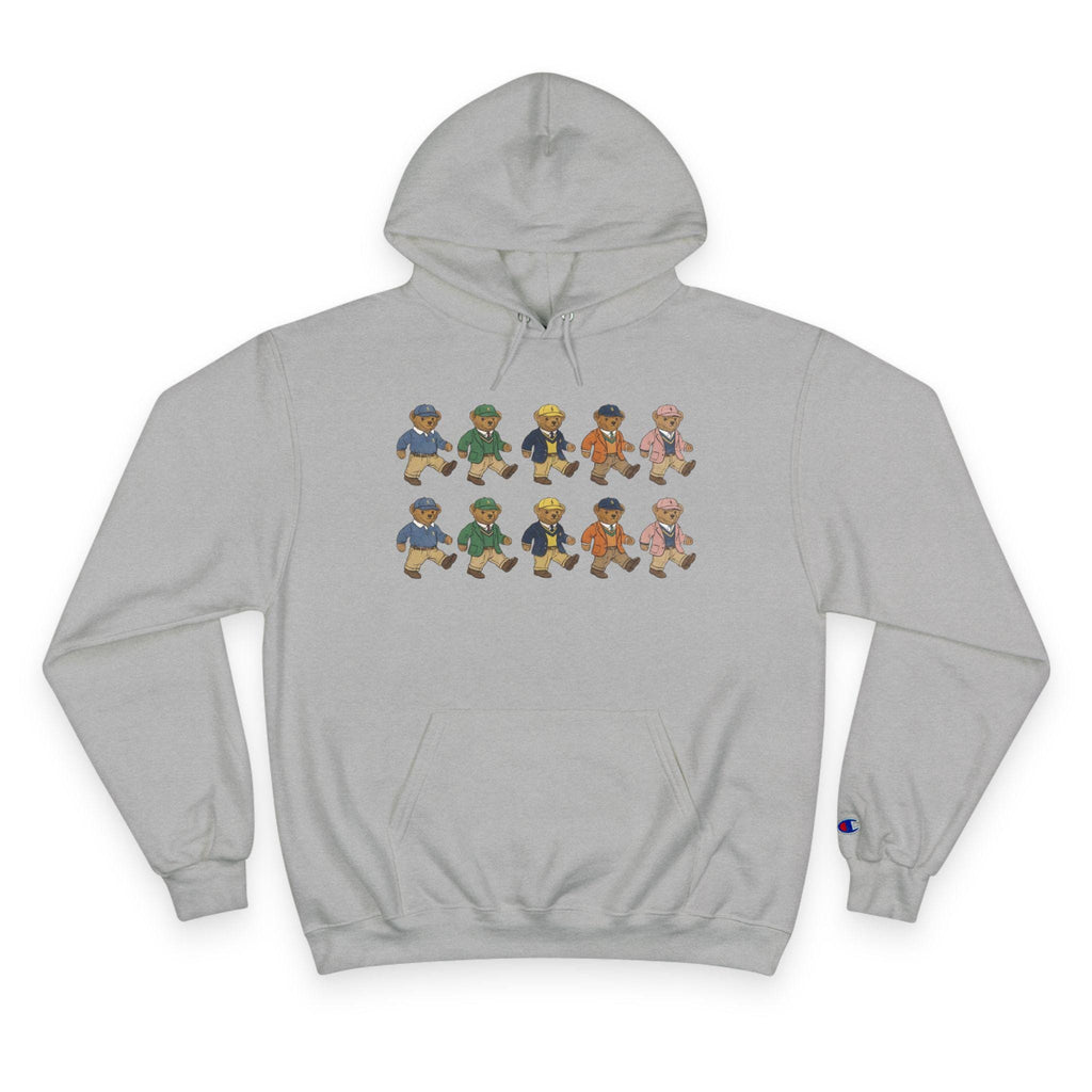 Stone grey hoodie with bear character graphic and kangaroo pocket