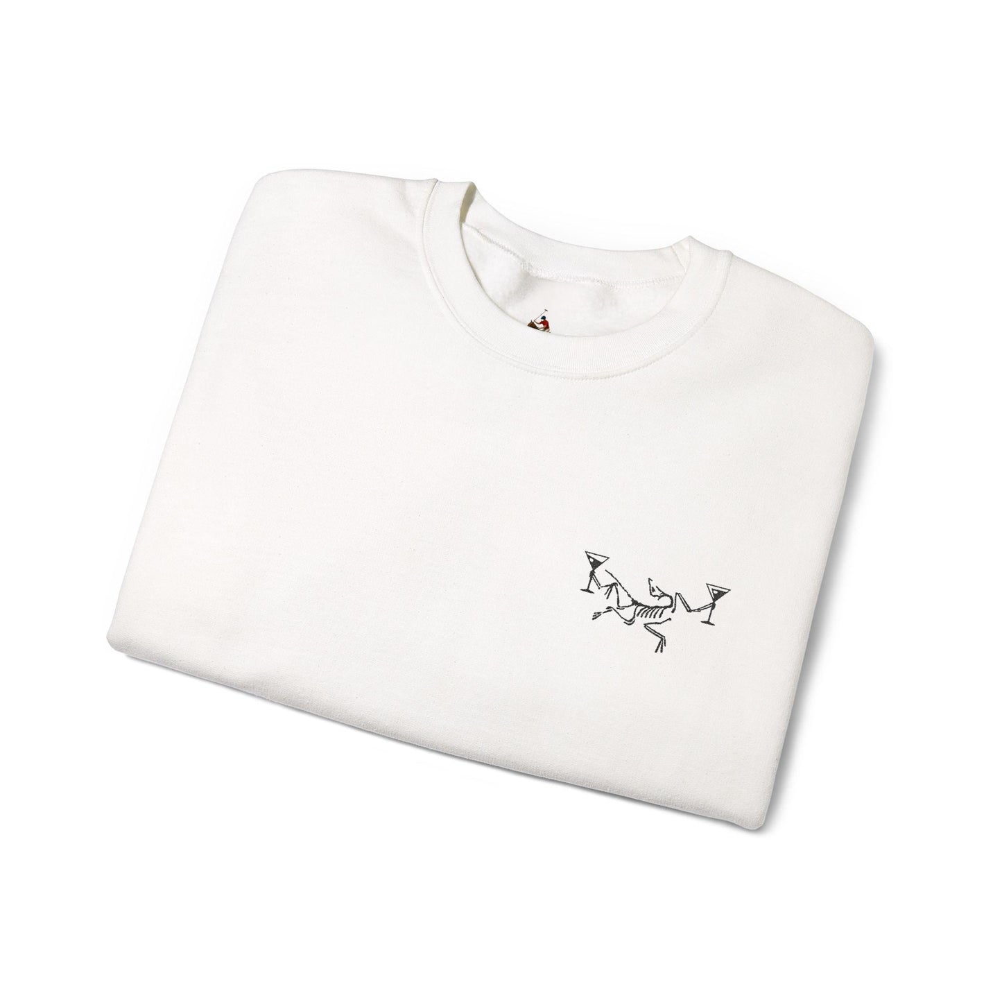 Minimal Dot Skull Crewneck Sweatshirt | Small Chest Graphic, White